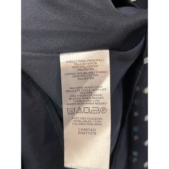 Loft Dress Womens size 12 Chiffon Swiss Dot Ruffle Blue Polka Dot Career Church - Picture 6 of 9